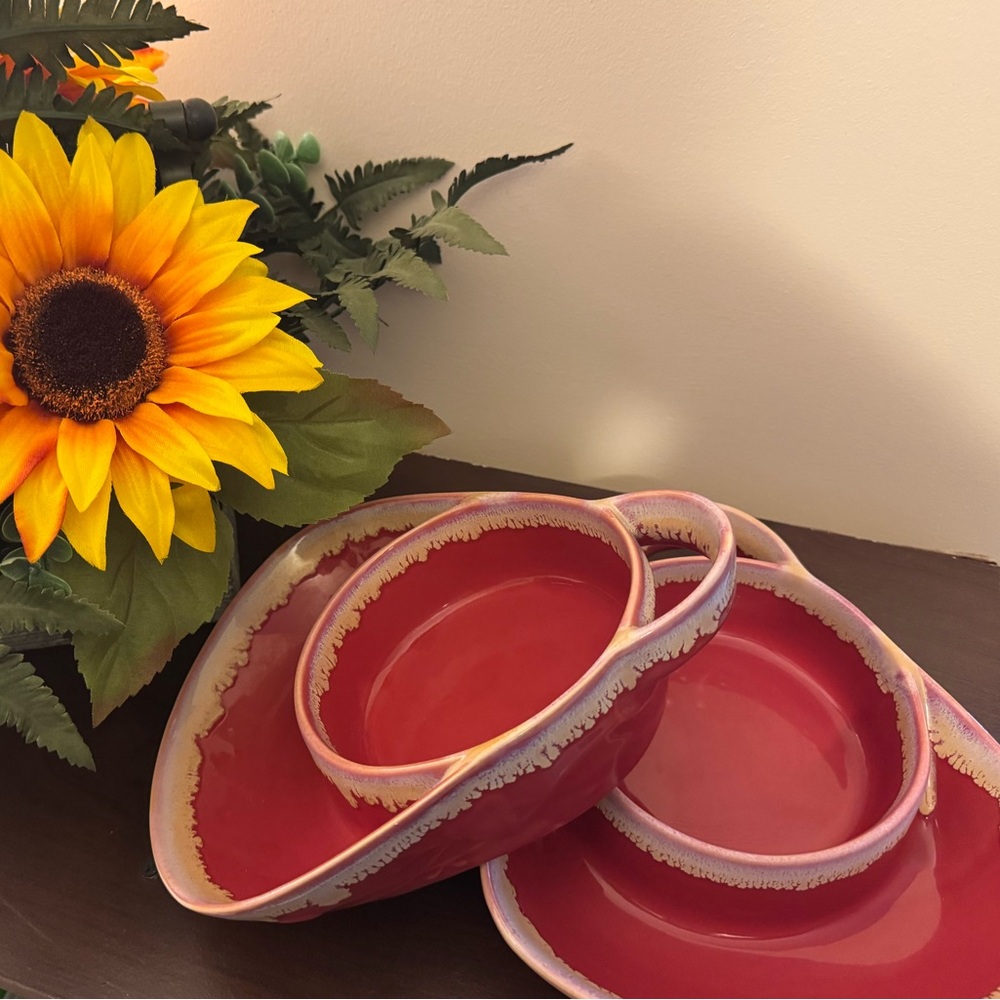 Vibrant Red Ceramic Bowl Set